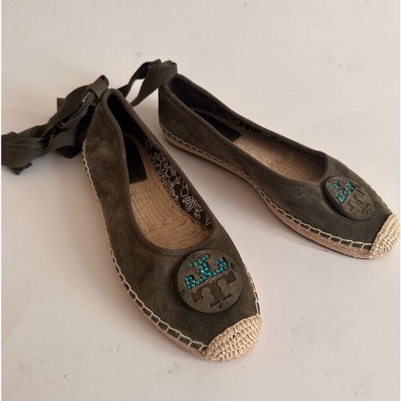 Tory Burch Minnie Medallion Ankle-Wrap Ballet Espadrilles - Picture 7 of 10